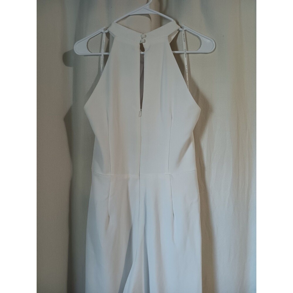 Julia Jordan Sz 8 Twist Halter Neck Jumpsuit  Sleeveless Keyhole Pocket Stretch - Picture 5 of 11